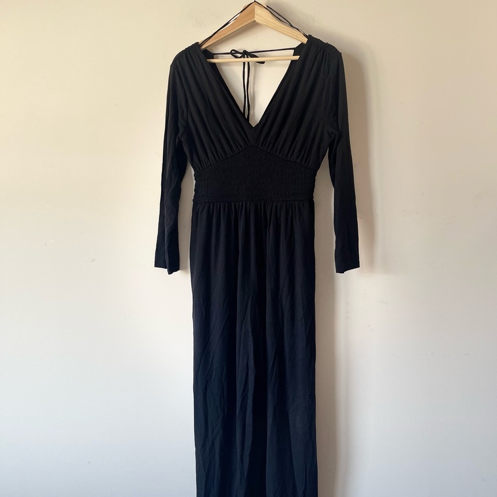Old Navy Waist Defined Jumpsuit Black Long Sleeve